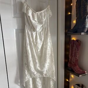 Trixxi White Strapless Lace Maxi Dress